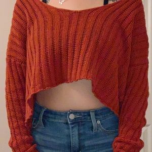 scarlet orange cropped scoop sweater